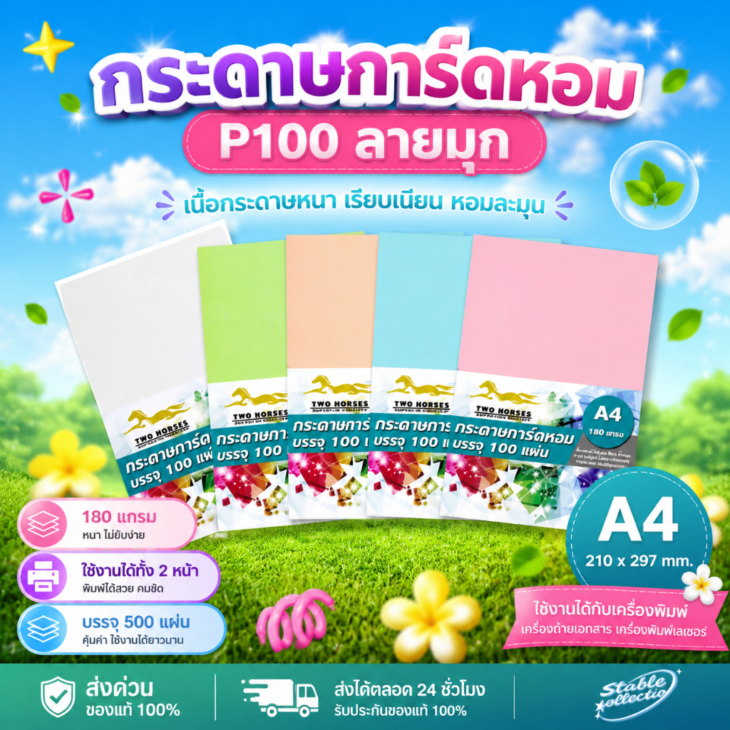 กระดาษการ์ดหอม ลายมุก ขนาด A4 (หนา 180 แกรม) (บรรจุ 100 แผ่น)