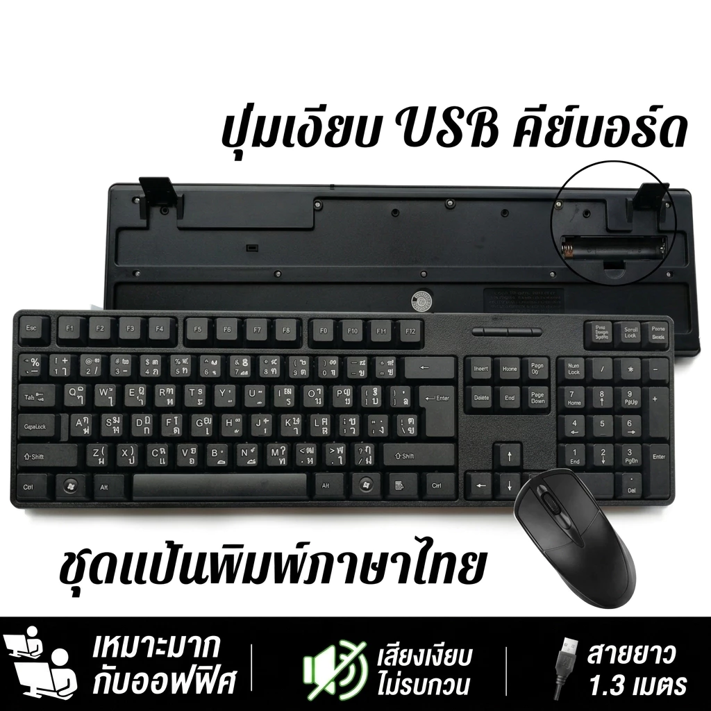 ชุดคีย์บอร์ดและเมาส์มีสาย ภาษาไทย thumbnail 4