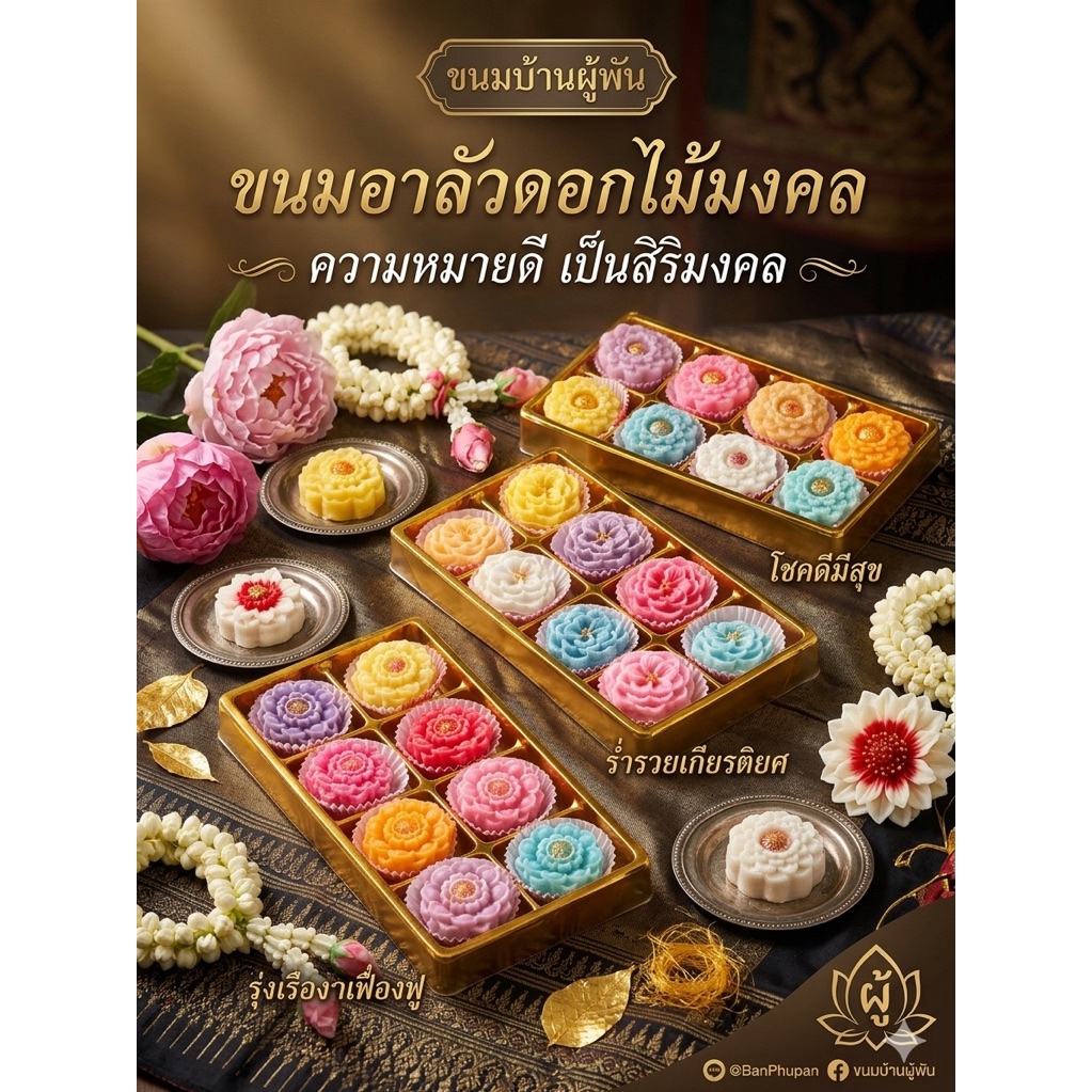 : 🌸 "ขนมอาลัวดอกไม้มงคล" - มอบความหมายดีๆ ผ่านความหวานที่ละเมียดละไม 🌸