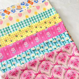 Aom Fabrics 🌷ผ้าไหมอิตาลี่เกรดA 120 แกรม รหัส 1336 , 1492-1497 หน้ากว้าง 58 นิ้ว เนื้อนุ่มลื่น ไม่บาง ลายสวยมากก