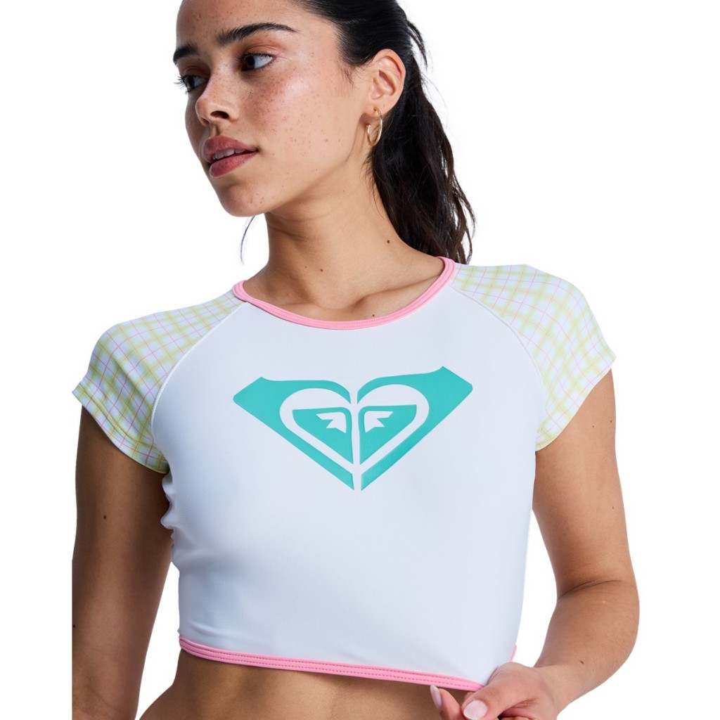ROXY เสื้อผู้หญิง Womens  Retro Aloha The Swell Short Sleeve Crop Top 261 ERJWR03933-WBP1