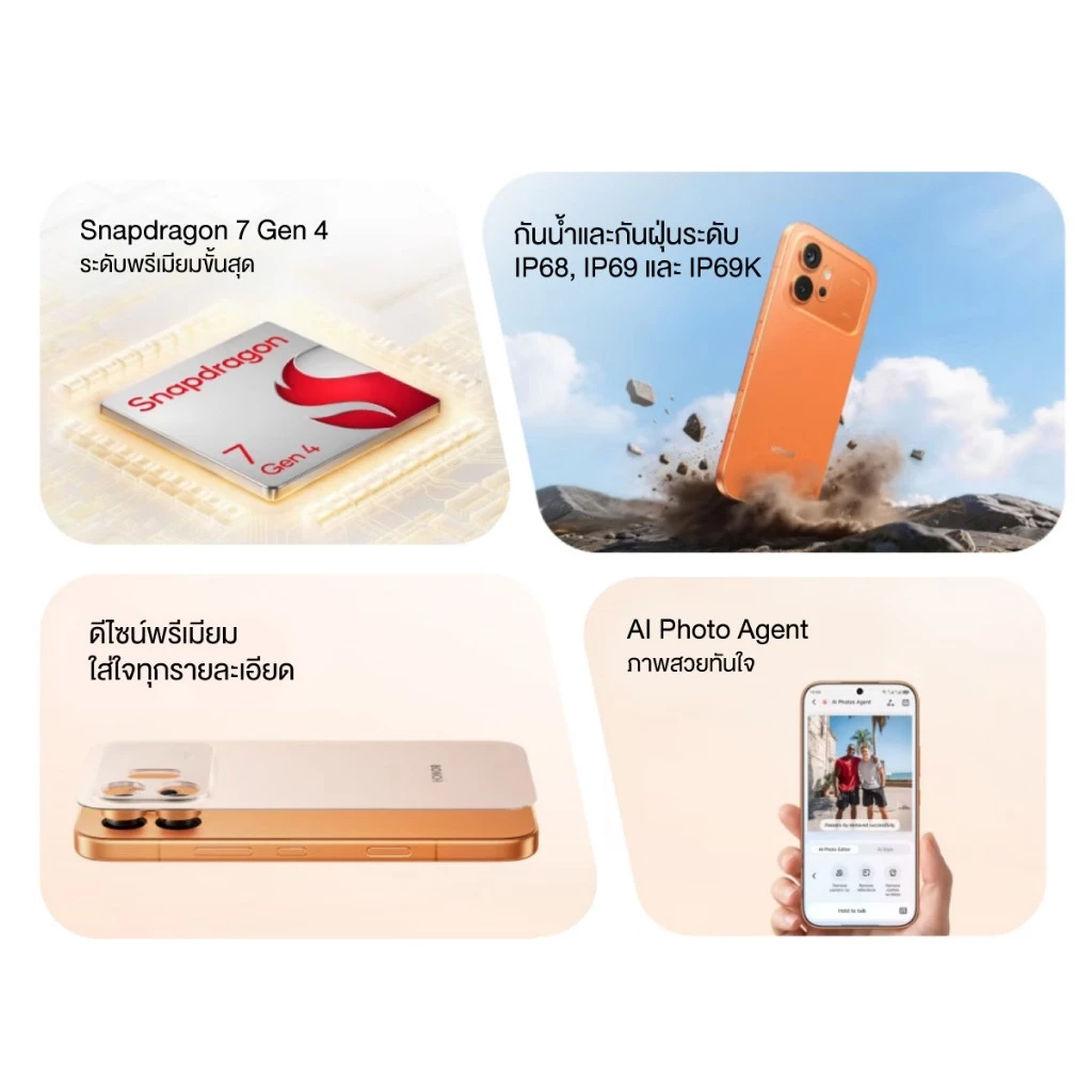 (New) HONOR 600 (12+256GB) โทรศัพท์มือถือ | กล้อง 200MP | ชิปเซ็ต Snapdragon 7 Gen 4  | ชาร์จไว 80W | แบตอึด 7000mAh thumbnail 6