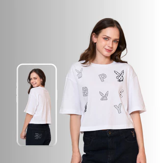 PLAYBOY 06PB เสื้อCRO เสื้อผ้าผู้หญิง/เสื้อ/เสื้อยืดสีขาว รุ่น P1WT265TF021WH P1WT265TF037CR P1WT265TF038GY
