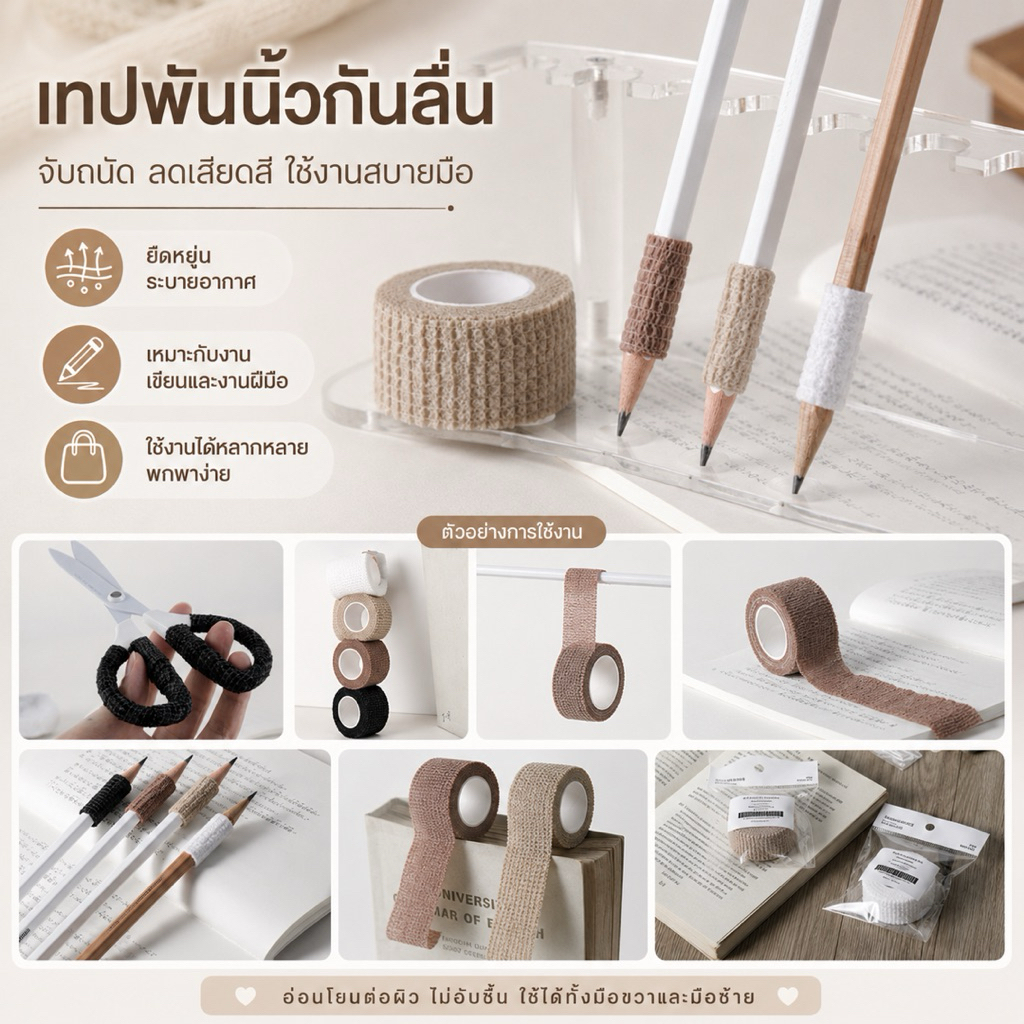 Protective Tape – เทปพันนิ้วกันเสียดสี | ลดเจ็บนิ้วจากการเขียน | กันลื่น & อเนกประสงค์