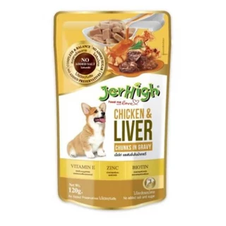 Jerhigh Pouch อาหารเปียกเจอไฮน์สำหรับสุนัข ขนาด120 g 1ซอง