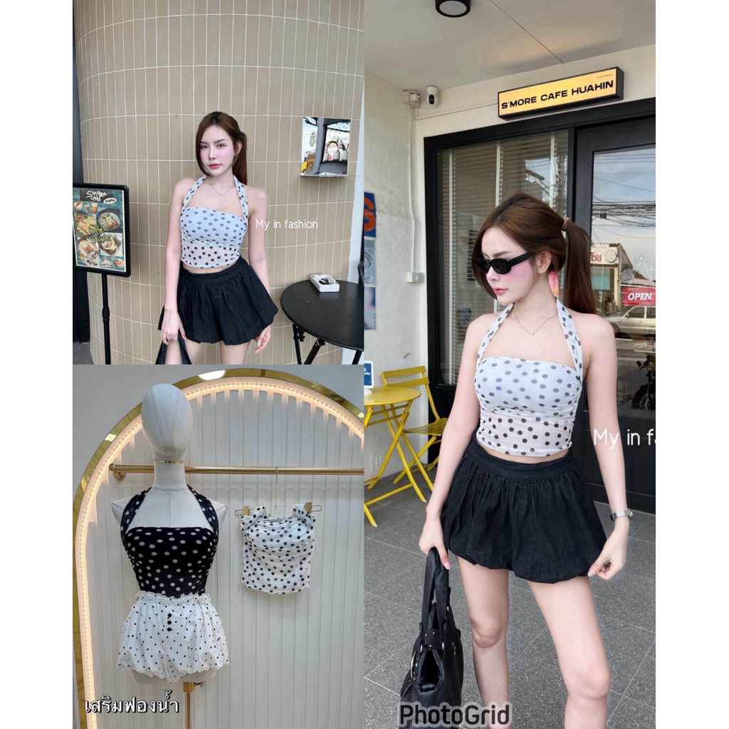 Mabelle   เสื้อคล้องคอ ผ้าชีทรูลายจุด