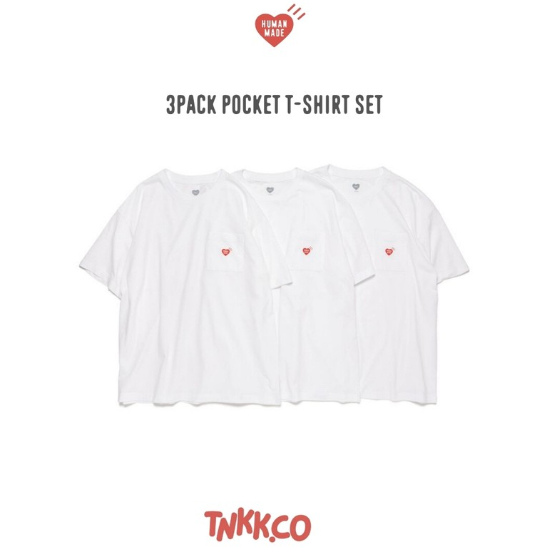 (พร้อมส่ง) เสื้อแพ้ค(1ตัว) HUMAN MADE 3-PACK POCKET T-SHIRT (ONLINE EXCLUSIVE)
