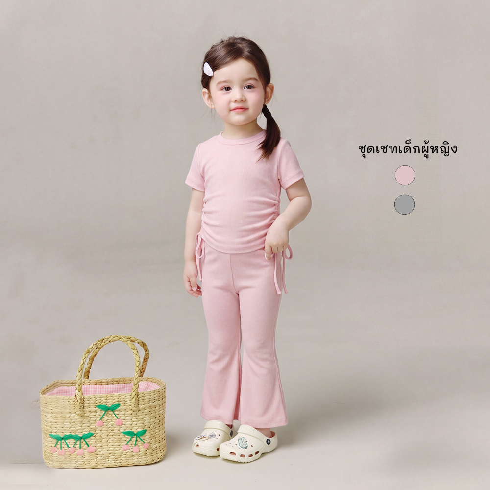 PRINCESS KESLI  ชุดเซ็ทเด็กผู้หญิง แฟชั่น สไตล์เกาหลี เสื้อแขนสั้นกางเกงขาม้า ลําลองฤดูร้อน