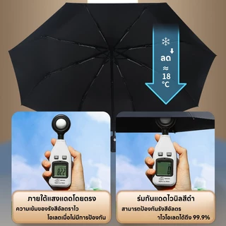ร่มพับอัตโนมัติ น้ำหนักเบาพับได้ กันฝนและแดด มีซี่โครงเสริม (8 ซี่โครง) ใช้ได้ในวันที่แดดออกและฝนตก