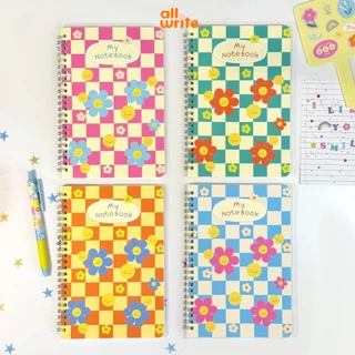 allwrite สมุดริมลวด แบบมีเส้น ลายดอกไม้ A5 จำนวน 50 แผ่น AW490