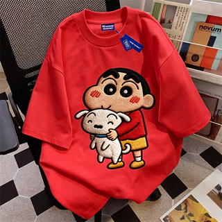 เสื้อยืด Oversize สีขาวลายชินจังน่ารักสไตล์คาวาอี้ 5.19
