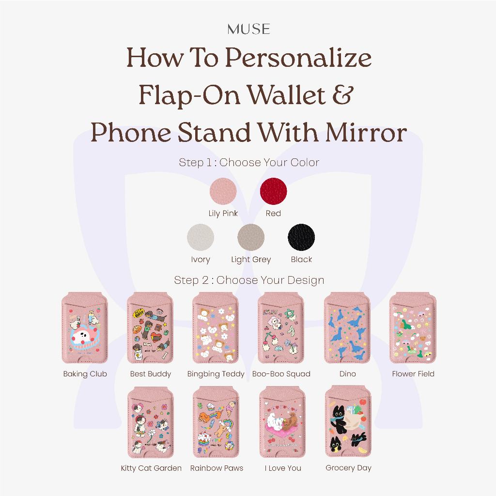 MUSE - Personalized Flap-On Wallet & Phone Stand With Mirror (Collaboration)