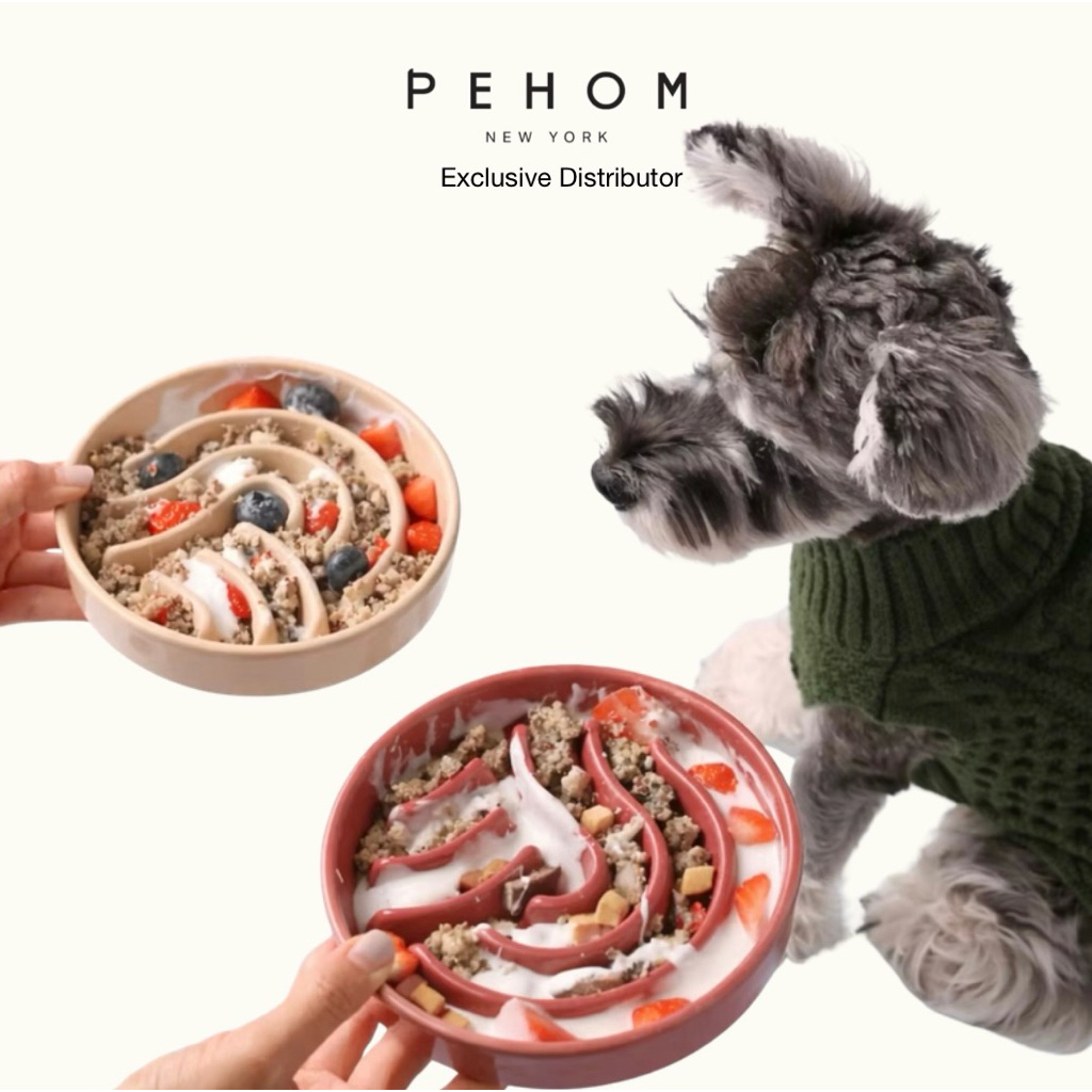 PEHOM-Premium Ceramic ถ้วยชามสัตว์เลี้ยง ชามกินช้า ชามเซรามิกชะลอการกิน ชามสัตว์เลี้ยง ชามหมา ชามลดการสำลัก Slow Feeder