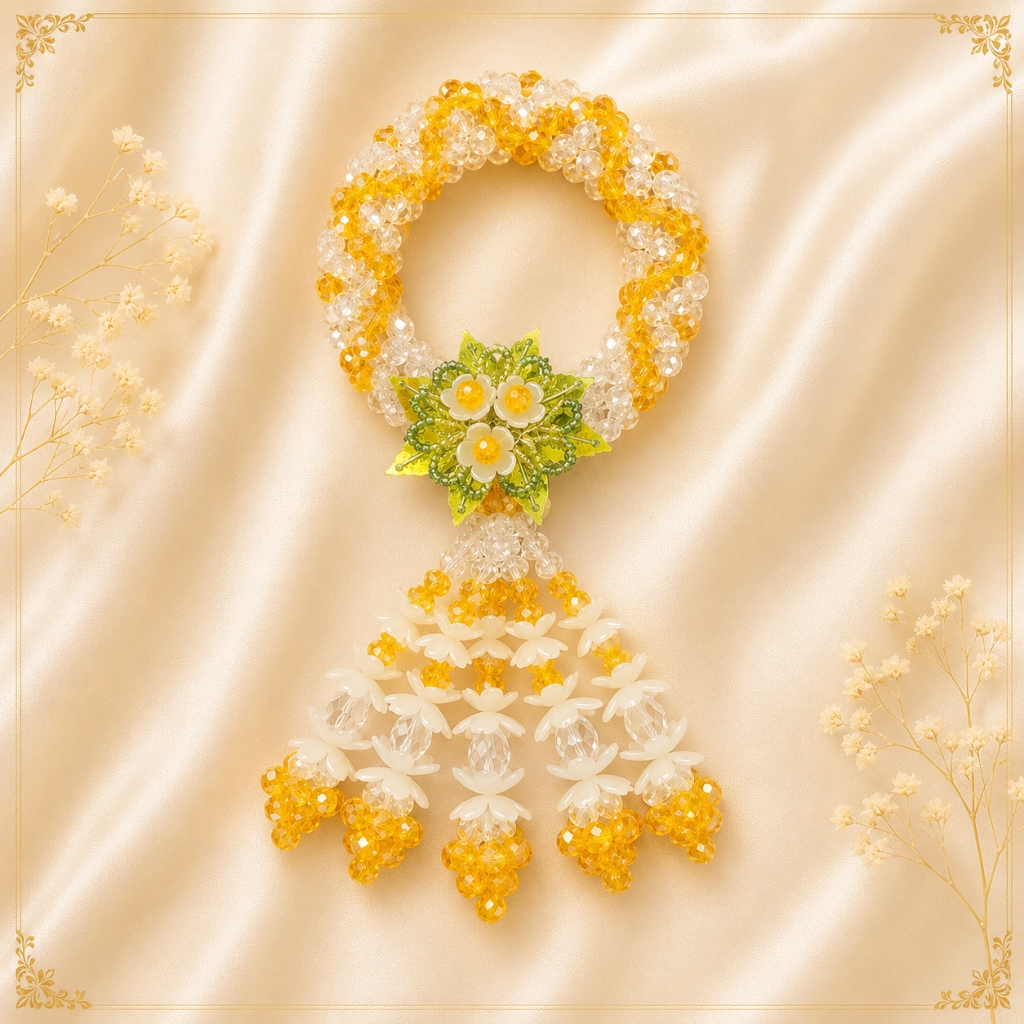 พวงมาลัยคริสตัล 7x14 ซม. โทน Sunshine Yellow