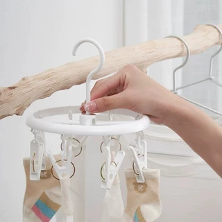 Goody Home ที่หนีบผ้าพลาสติกพร้อมราวแขวน ทรงกลม 8 ตัวหนีบ