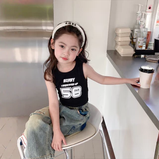 PRINCESS KESLI เสื้อครอปแขนกุดเด็ก เสื้อแขนกุดเด็กผู้หญิง เสื้อกล้ามเด็กผู้หญิง เสื้อยืดเด็กหญิง สไตล์เกาหลี 2-12 ปี