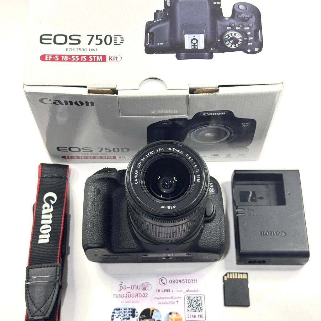 กล้องมือสอง Canon Eos 750D ใช้งานปกติ อุปกรณ์ครบกล่อง