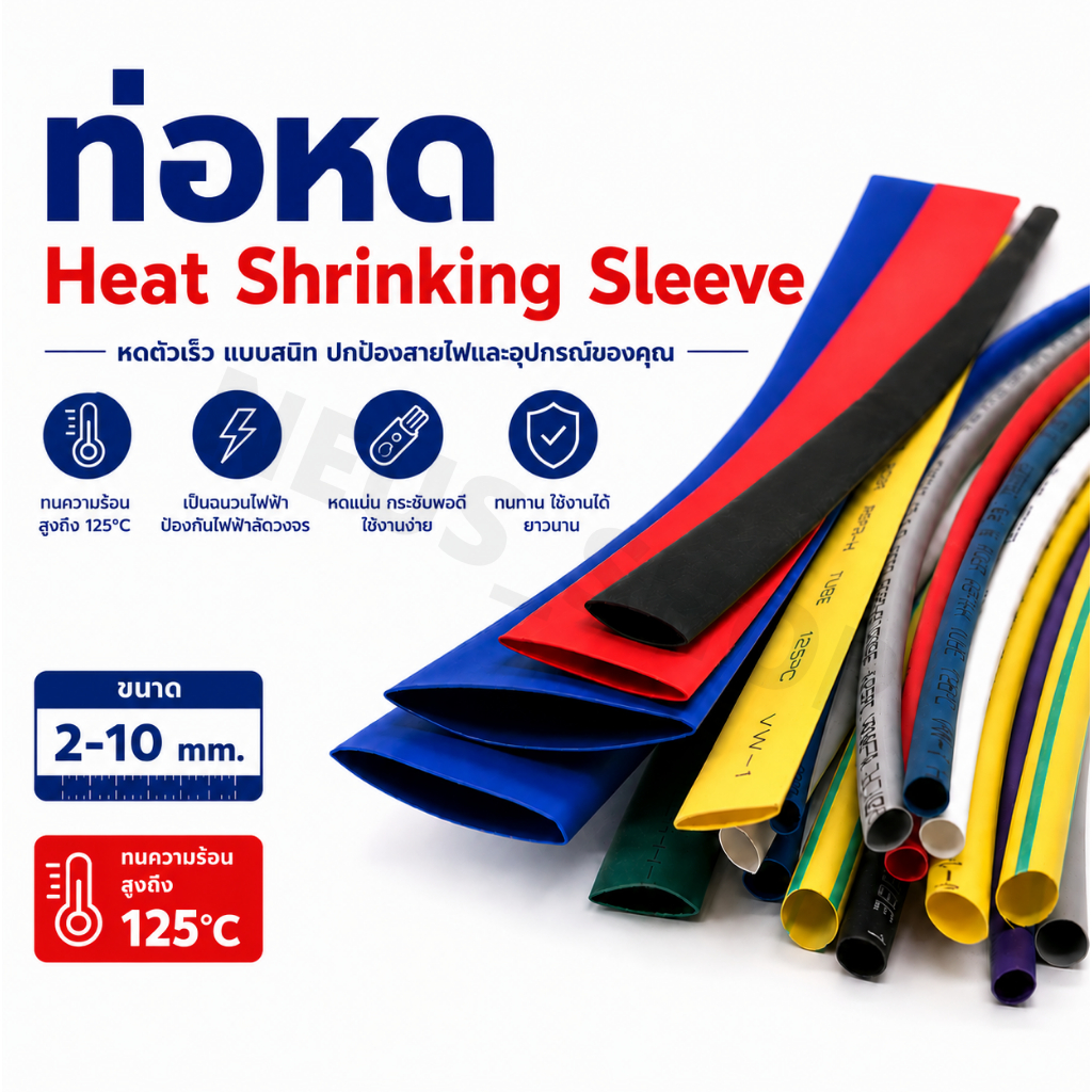 ⚡ ท่อหด Heat Shrink Tube 2.5-10 mm. หดแน่น ทนความร้อน สำหรับสายไฟ รถยนต์ DIY เลือกความยาวได้ 1M / 3M