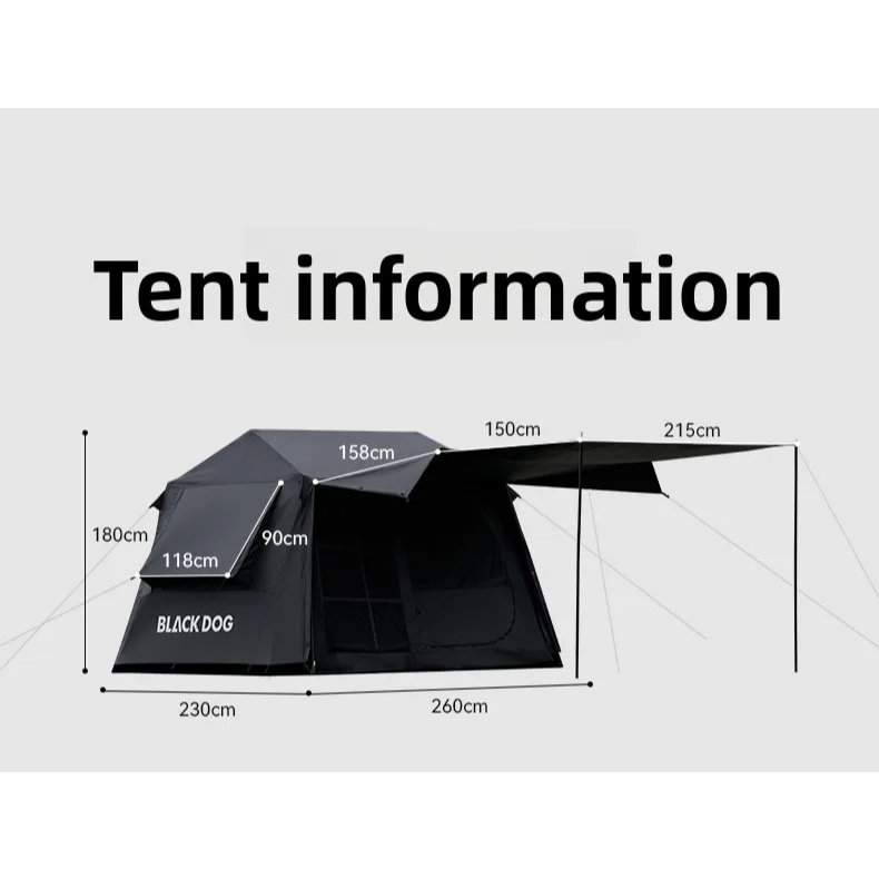 NH BLACKDOG - YUNSHE 6.0   Autometic  Tent  เต็นท์กางอัตโนมัติ ขนาด2-4 คน   พร้อมส่งจากกทม.