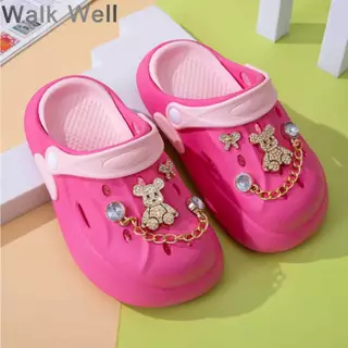 🐻WALK WELLส่งด่วน! รองเท้าโครกเด็กฤดูร้อน สีมาคารอน กันลื่น กันน้ำ ปลอดภัย สวมใส่สบาย เด็กชอบ💖