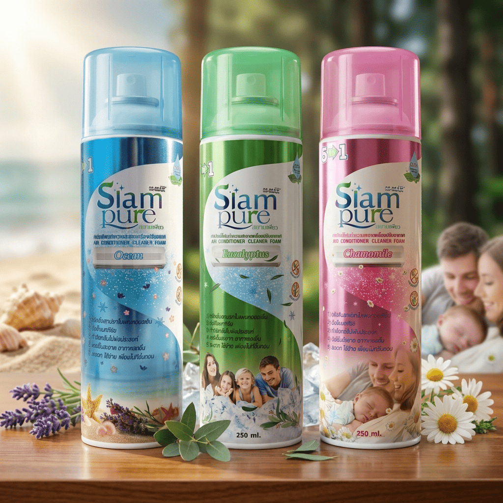SIAM PURE AIR AIR CONDITIONER CLEANER FOAM สยามเพียวสเปรย์โฟมทำความสะอาดเครื่องปรับอากาศ 250 ml.