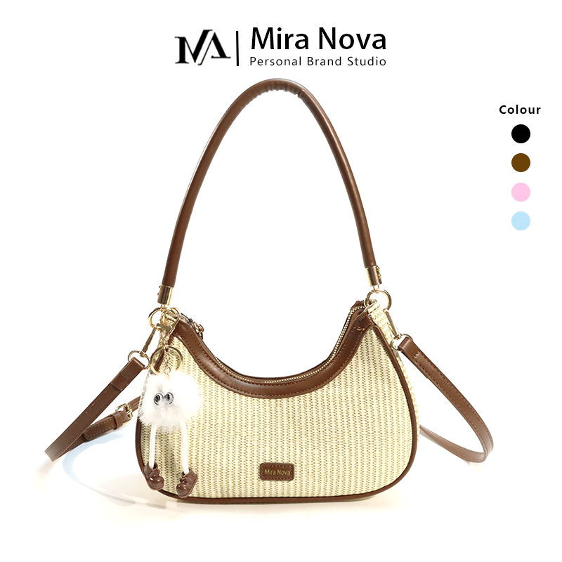 Mira Nova Bag กระเป๋าสะพายไหล่ผู้หญิง ความจุขนาดใหญ่ สีน้ำตาล กระเป๋าสะพายข้าง กระเป๋าผู้หญิง 6005