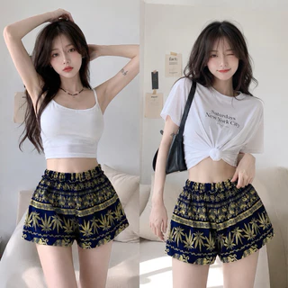 กางเกงขาสั้นลายช้าง ผ้าไม่ต้องรีด