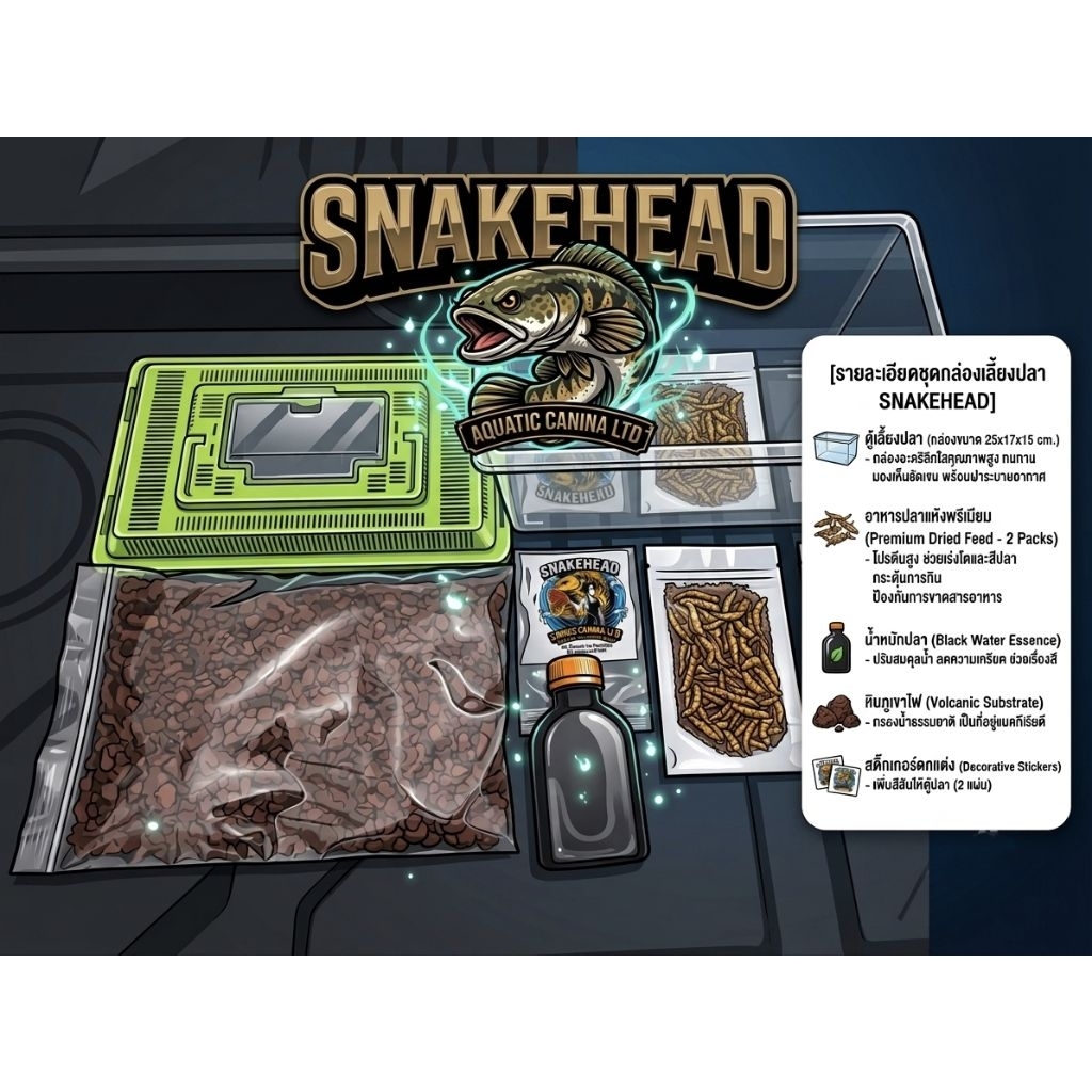 ชุดกล่องเลี้ยงปลาสวยงาม SNAKEHEAD พร้อมเซ็ตตั้งตู้