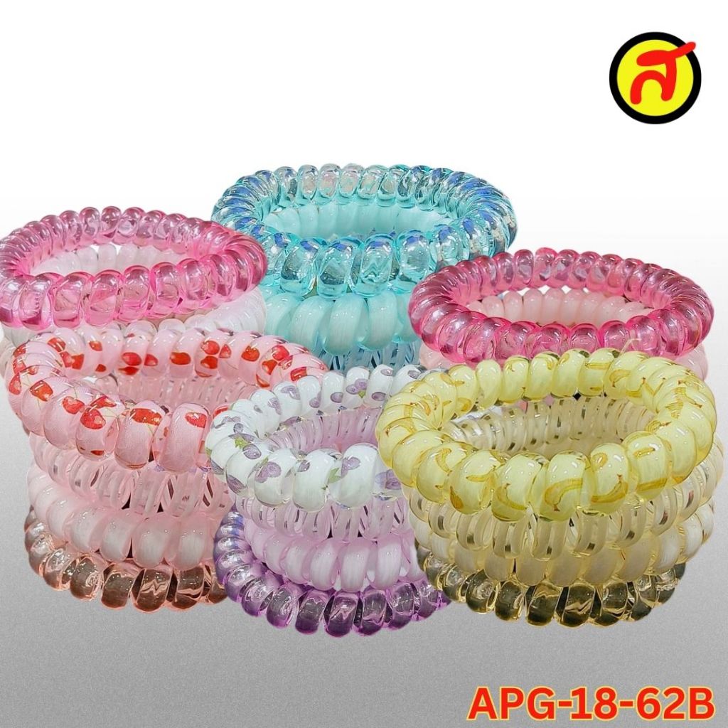 ยางมัดผมแฟชั่นสีพาสเทล ลายผลไม้ ยกแพ็ค 4 ชิ้น เลือกสีได้ ยางมัดผมเกาหลี APG-18-62B ยางมัดผม ยางรัดผม