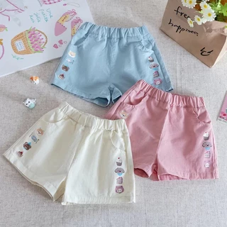 BB299 กางเกงขาสั้นเด็กผ้าคอตตอน ลายการ์ตูน มีให้เลือก 3 สี