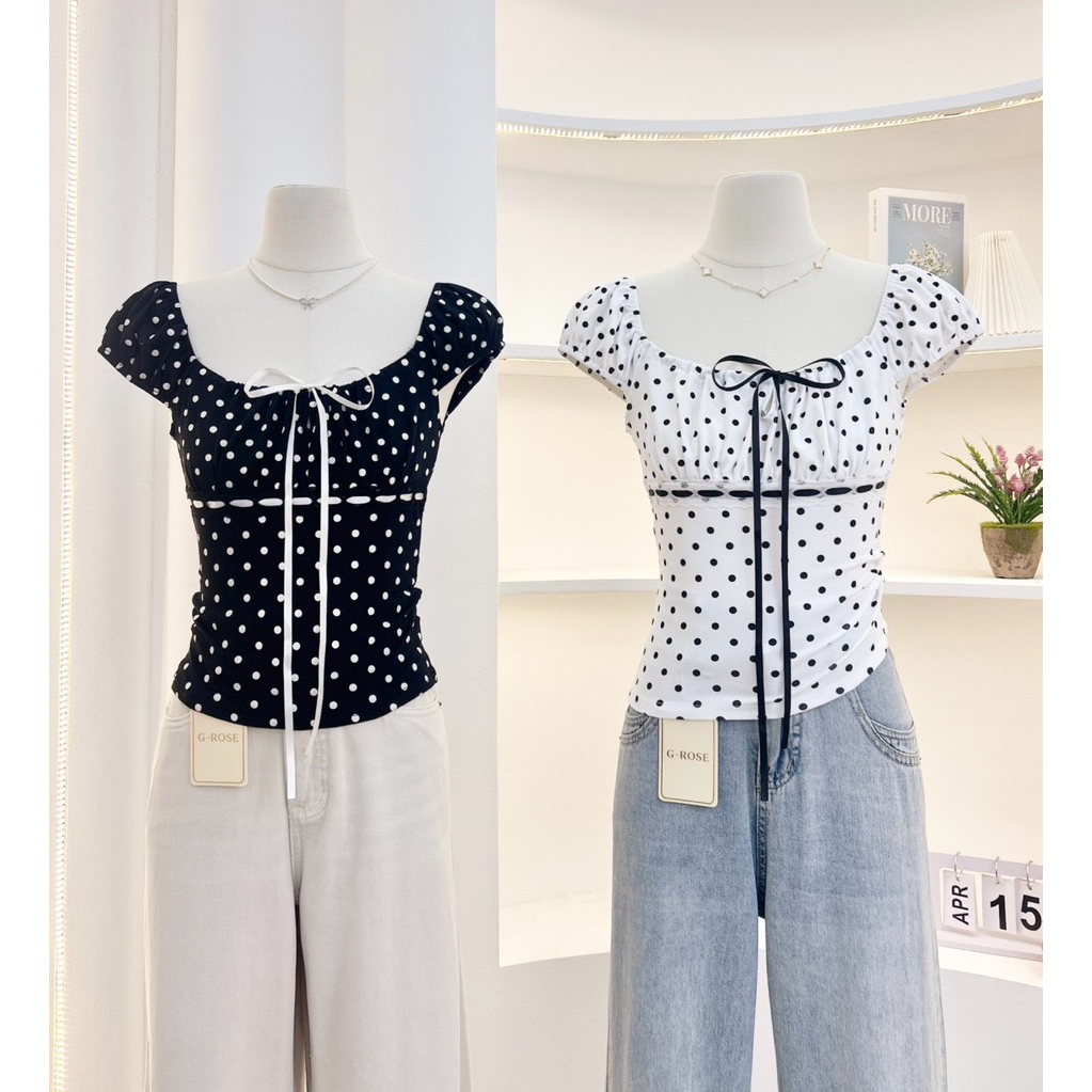 G-rose เสื้อแขนดอลลี่ ผ้าลายจุด