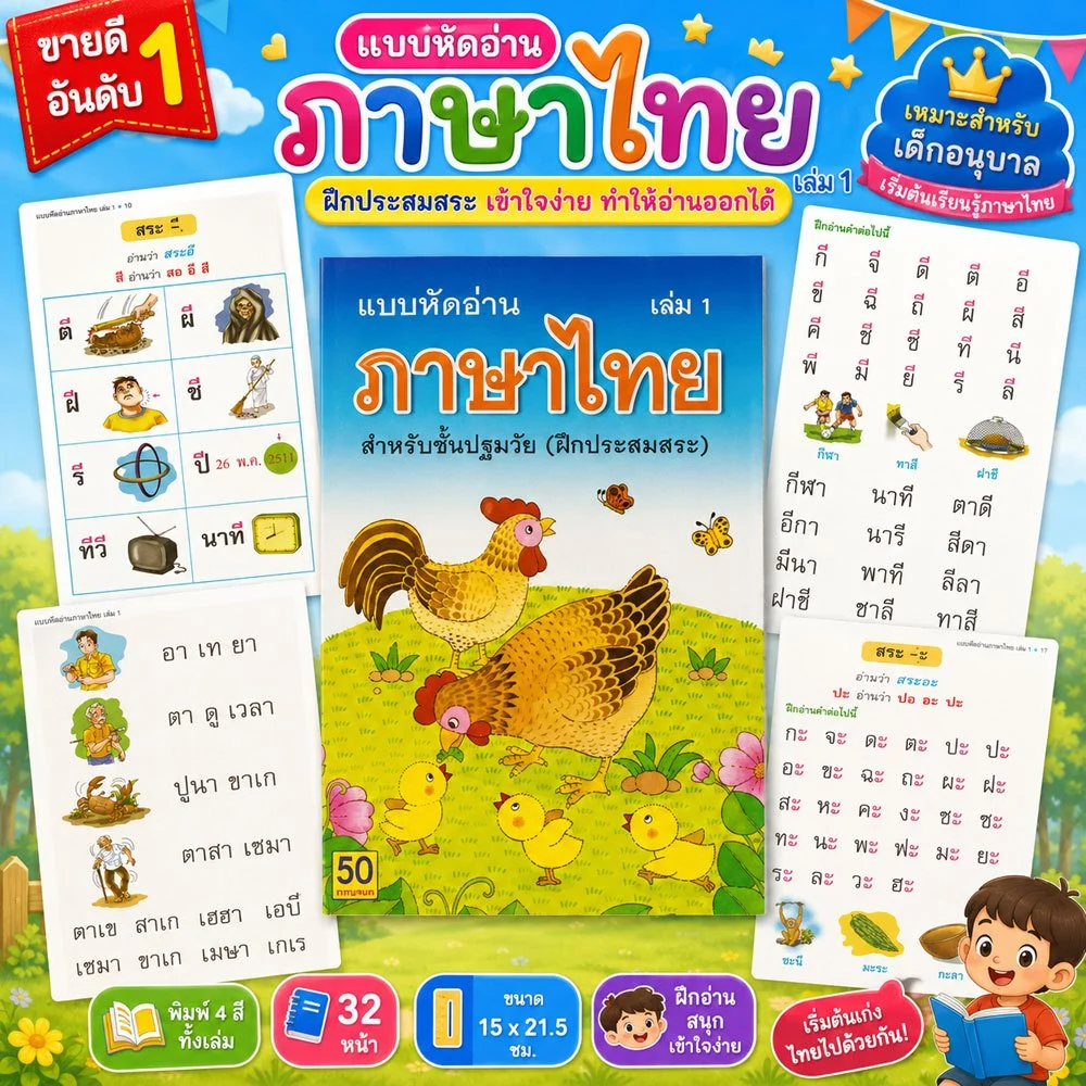 Aksara for kids หนังสือเด็ก แบบหัดอ่าน ภาษาไทย สำหรับชั้นปฐมวัย เล่ม 1 (ขายดี)