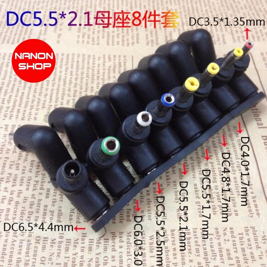 ชุดแจ็คแปลงหัว DC Adapter Jack Converter for Notebook จากขนาด (5.5*2.1) เป็น ขนาดต่างๆ ชุด 8 หัว