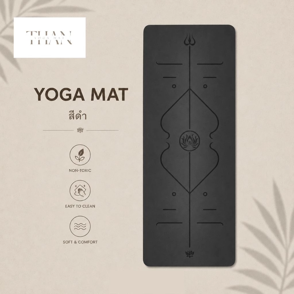 THAN yoga เสื่อโยคะ PU ยางพารา Pilates 5mm กันลื่น thumbnail 8