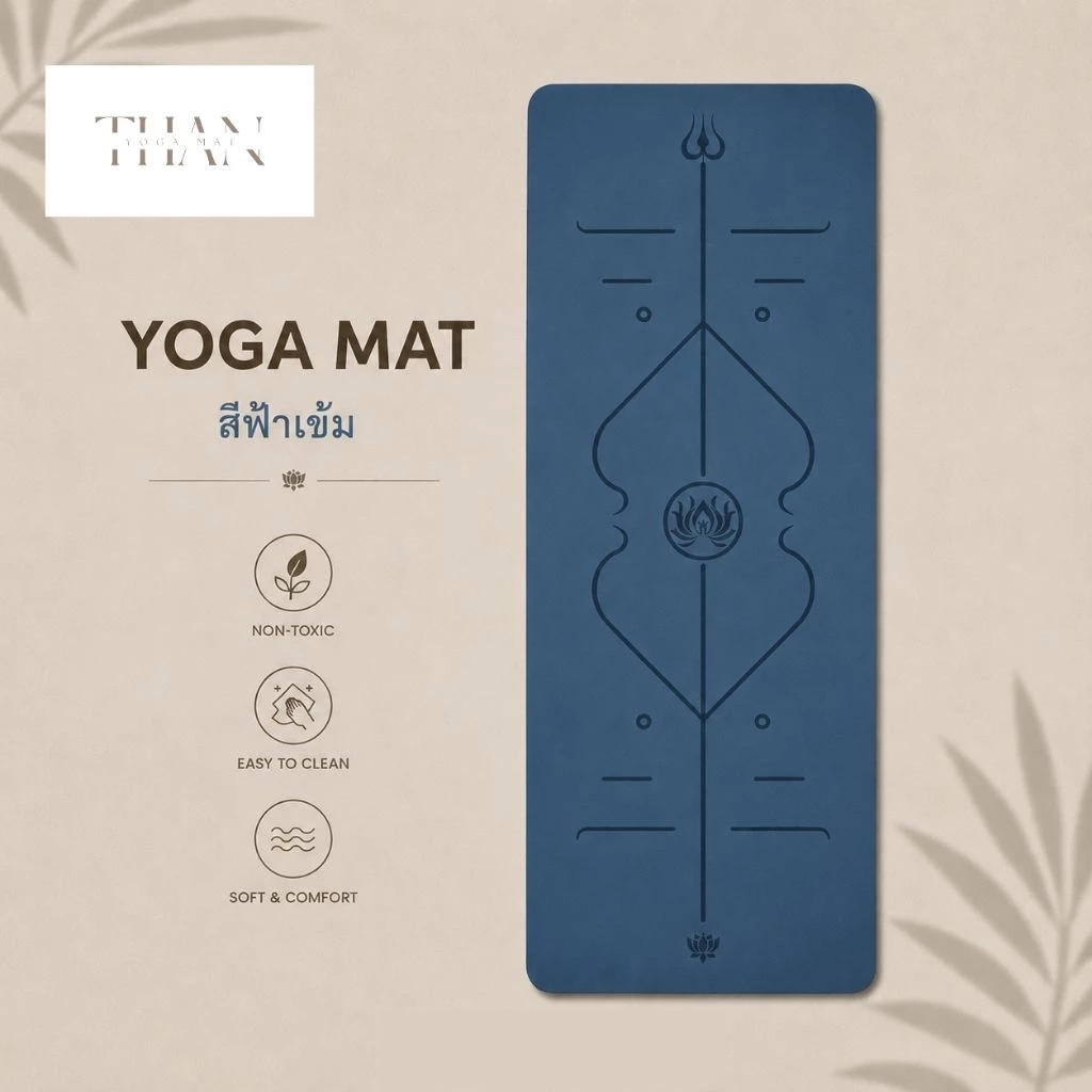 THAN yoga เสื่อโยคะ PU ยางพารา Pilates 5mm กันลื่น thumbnail 5
