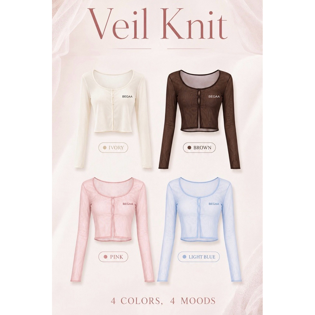 🎈พร้อมส่งชมพู,ฟ้า🎈🍨🧉BEGAA Veil Knit (เสื้อคลุมซีทรูออกกำลังกาย) ชุดออกกำลังกาย ชุดโยคะ ชุดฟิตเนส | BEGAA.CLUB