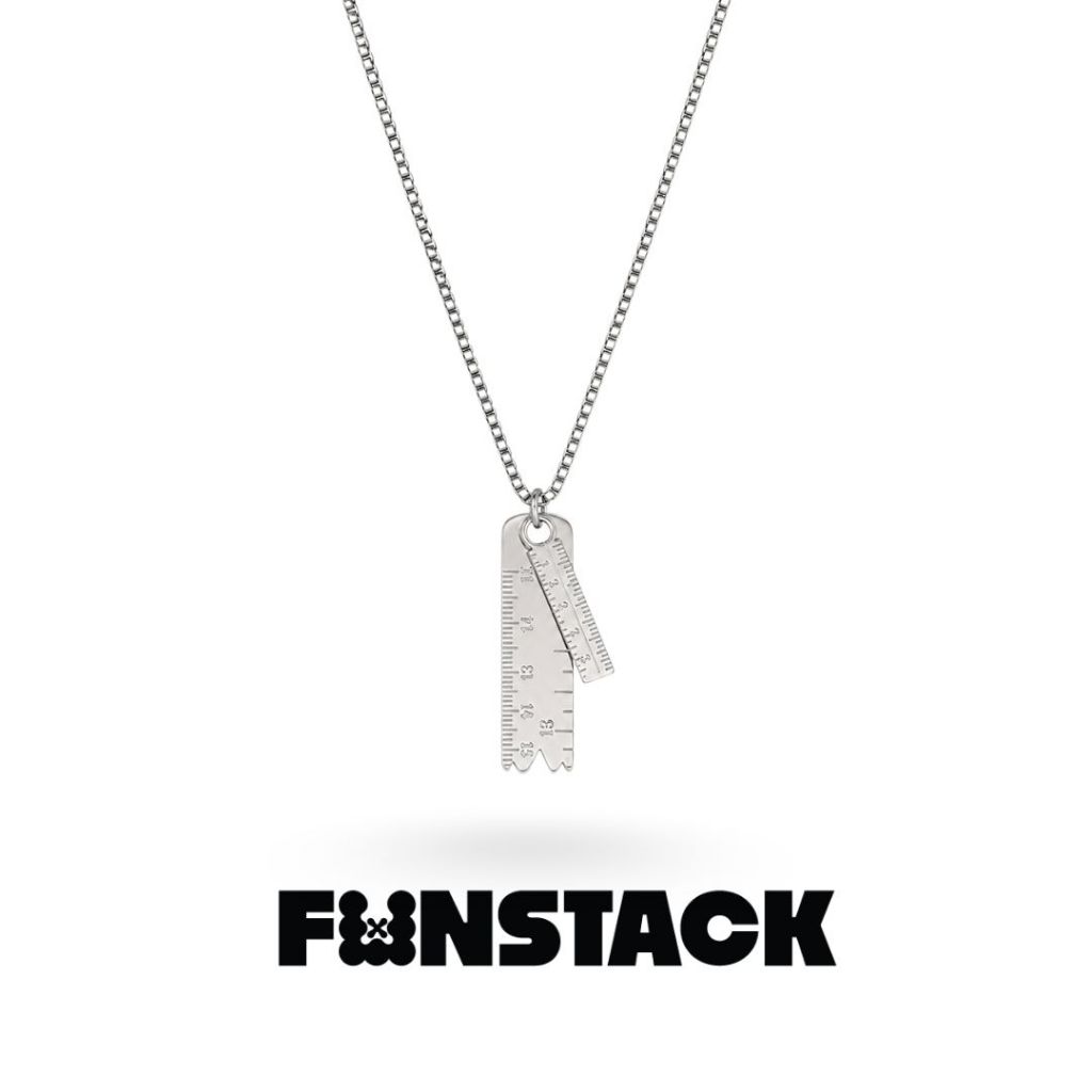 FUNSTACK สร้อยคอ โซ่ลายบ็อกซ์เชน ขนาด 1.5 มม. Rule The World  Double Rulers Silver Stainless Steel