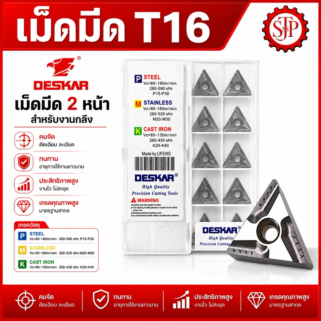 เม็ดมีด Inserts T16 เม็ดสองหน้า มุม 04 TNMG160404R-VF LF90 TNMG160404L-VF LF90