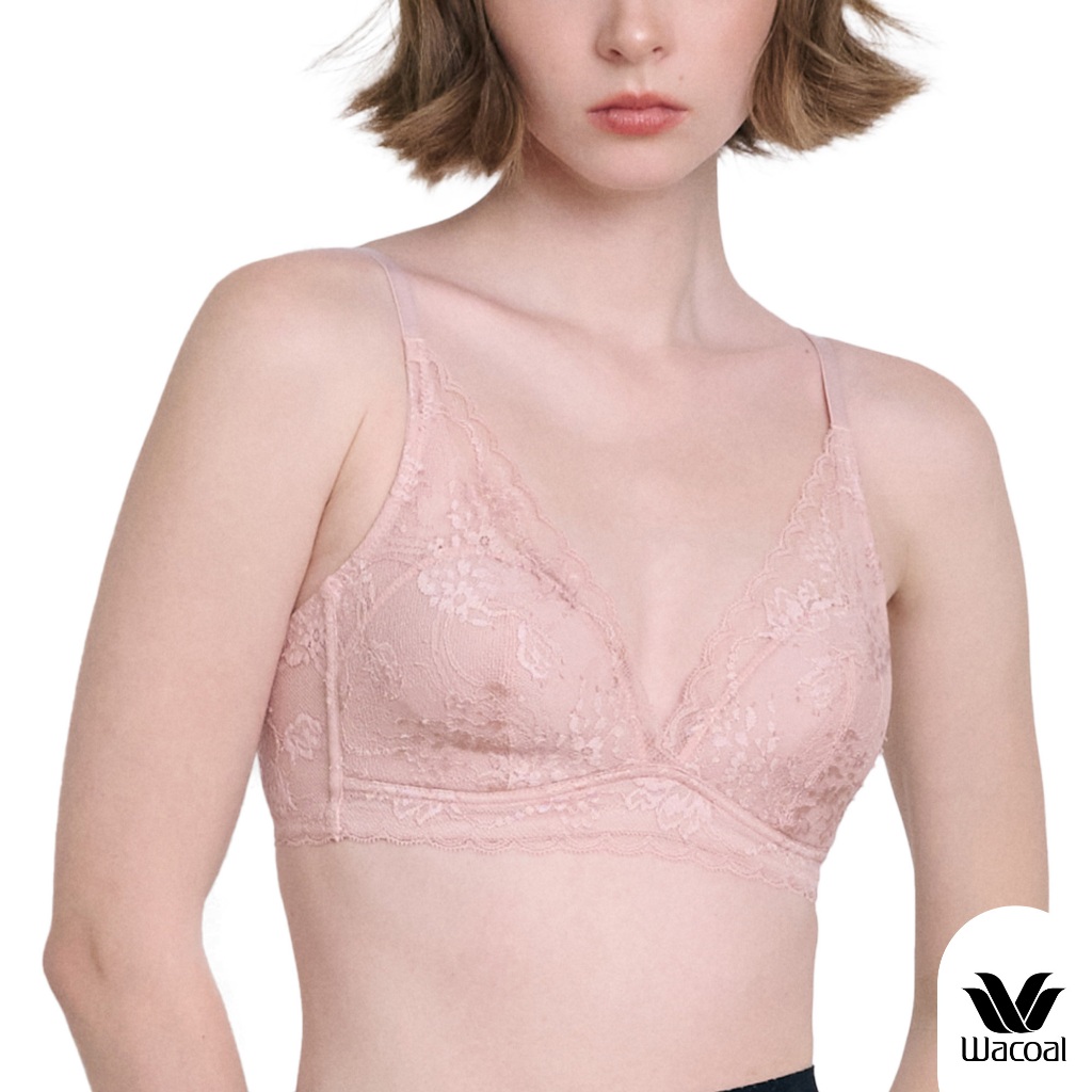 Wacoal บราลูกไม้ ไร้โครงใส่สบาย ฟองน้ำนุ่ม รุ่น WB5X65 สีส้ม (OR)