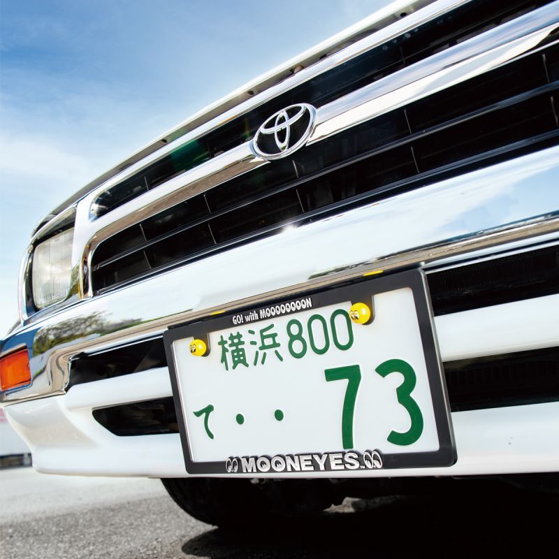 Raised MOONEYES Logo Skinny License Plate Frame JPN size [MG063BKMO]