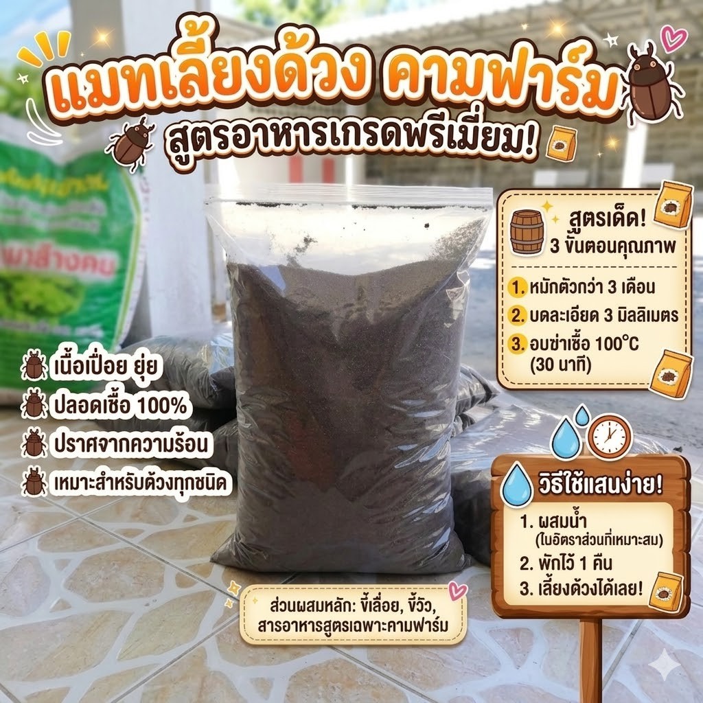 ขายแมทเทพ คามฟาร์ม แมทสำหรับเลี้ยงหนอนด้วงทุกชนิด ขนาดบรรจุ 40 ลิตร