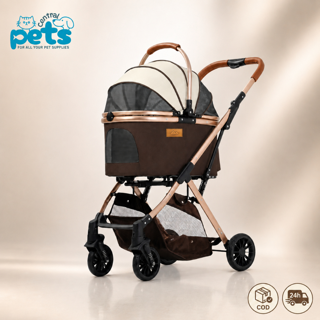 【Pet Central & Bratvee】รถเข็นสัตว์เลี้ยง 2in1 ถอดตะกร้า พับได้ สำหรับสุนัขและแมว Pet Stroller
