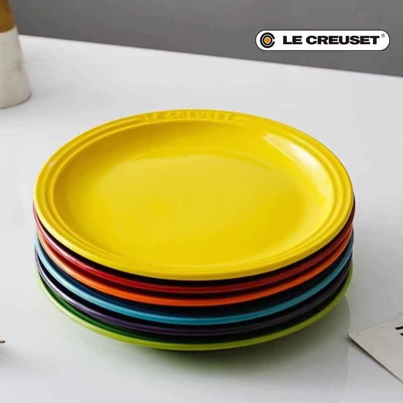 Le CREUSET French Colorful Ceramic Plate, Steak Plate, Serving Plate, 23 cm