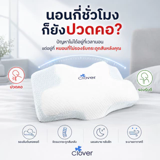 Clover หมอนหนุน หมอนเพื่อสุขภาพ ช่วยให้หลับสบาย หมอนเมมเมอร์รี่โฟม ปรับท่านอนให้ถูกต้อง รุ่น C-PL271