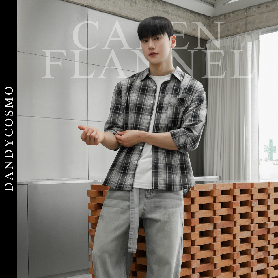 DANDY COSMO | [2สี] เสื้อเชิ้ตลายตารางสไตล์วินเทจ รุ่น  Calen Flannel Shirt แมตช์ง่ายแบบ Korean Casual