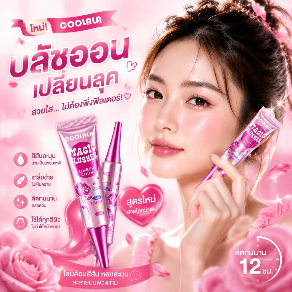 🔥【สินค้าพร้อมส่ง】COOLALA บลัชออนเปลี่ยนสีมายากล เนื้อละเอียด กันน้ำทนเหงื่อ ติดทนยาวนาน 30มล