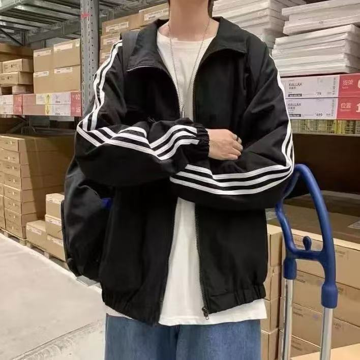 TwoStar เสื้อแจ็คเก็ตเรียบๆ มีแถบข้าง สำหรับผู้หญิง มีซิป เสื้อโค้ทฤดูร้อนแบบยูนิเซ็กส์