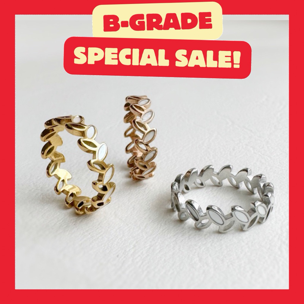 {B-Grade} Olive pearl 14k ring. (แหวนตัวเรือนสแตนเลส)