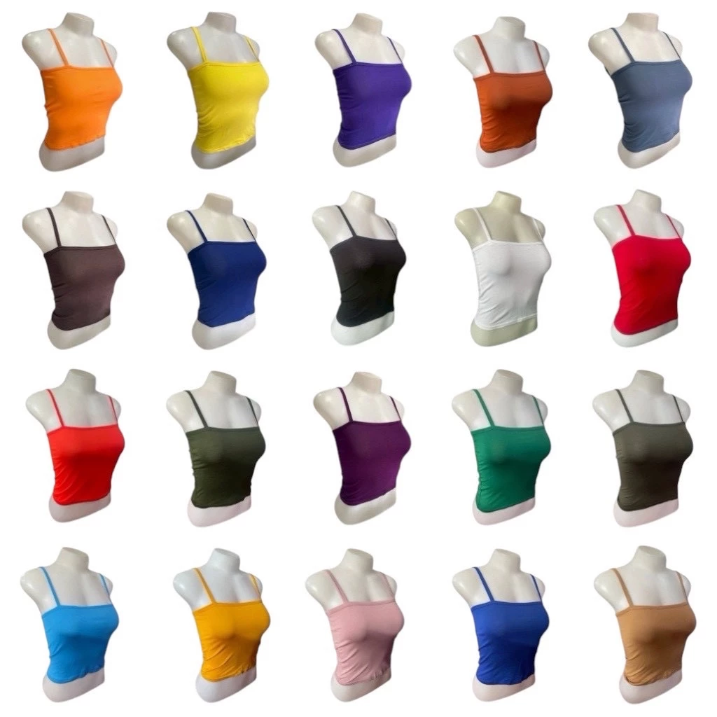 เสื้อเกาะอกมีสาย เอวลอย (ผ้าคอตตอน) แฟชั่น สไตส์วินเทจ ใส่ซับในได้