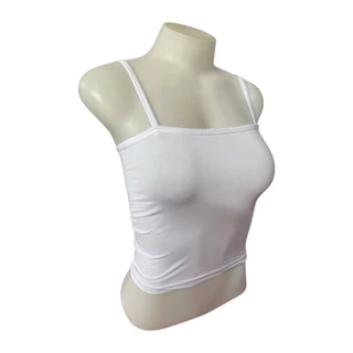เสื้อเกาะอกมีสาย เอวลอย (ผ้าคอตตอน) แฟชั่น สไตส์วินเทจ ใส่ซับในได้